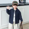 Camisa Masculina Estilo Primavera e Outono 2026 Nova Estilo Coreano Roupa Casual Roupa de Primavera para Menino Camisa Xadrez Jaqueta Fina Infantil