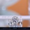 Anillo Redondo de Plata 925 con Incrustaciones Transfronterizo Color D Fl Moissanita Neta Anillo Chapado en Oro de 18K Dropshipping