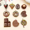 8 Colgantes de Resina Artificial para Café, Postre, Chocolate, Donas, Paletas, Pastel con Crema para Accesorios de Joyería DIY