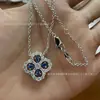 Colar de Quatro Folhas com Diamantes, Versão High-End com Laço, Clássico e Simples, Sensação High-End, Estilo Popular para Meninas, Corrente para Clavícula, Venda Direta do Fabricante