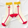 Meias Estilo Japonês Outono e Inverno Meias de Comprimento Médio para Crianças ins Tendência Fofas Cereja Cor Sólida Meias de Algodão Estilo Coreano Meias de Estudante Meias de Desenho Animado