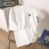 Camiseta de Manga Corta de Algodón Puro para Mujer Verano 2025 Nueva Moda Suelta Adelgazante Camiseta Diseño con Sentido Nicho Top para el Cabello