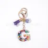 26 Llaveros del Alfabeto Inglés con Borlas, Accesorios Colgantes para Bolsos DIY de Resina de Cristal, Llaveros de Moda para Mujer