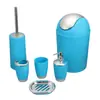 Set de Accesorios de Baño de Plástico Europeo y Americano de Seis Piezas, Artículos de Baño, Set de Cepillo para Inodoro, Botella de Líquido Galvanizado, Cubo de Basura al por Mayor