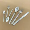 Juego de Cubiertos de Acero Inoxidable para Amazon Transfronterizo Cuchillo, Tenedor y Cuchara Aspecto Elegante Espiga de Trigo Tenedor y Cuchillo para Bistec Occidentales Cuchara de Postre