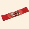 Cinturón con hebilla con diseño de rosa ecológico para mujer, estilo retro, moderno, con cintura ancha y sello decorativo, color negro