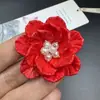 Headdress Antigo de Flor de Peônia Estéreo Feito à Mão Camélia Pérola Artificial Resina Flor Trançada Duas Cores Acessórios de Joias DIY