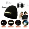 Gorro de invierno para deportes al aire libre, de dos en uno, con faro COB transfronterizo de luz cálida, que incluye una luz de advertencia integrada y un gorro de punto para el trabajo