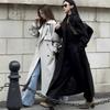Jaqueta corta-vento da moda estilo britânico para mulheres 2024 Novo Outono Estilo Coreano Solta Casual Comprimento Médio Outwear Tendência