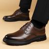 Sapatos Masculinos de Couro 2025 Outono Masculino Retrô Estilo Britânico Casual Masculino Cadarço Para Ir ao Trabalho Escritório Sapatos Tendência Dropshipping
