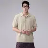 Camisa polo camisa de tricô camiseta de manga curta lapela masculina textura de trança estilo old money seda gelada verão atacado de fábrica transfronteiriço