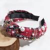 Nuevo Diadema de Moda Retro Navideña con Nudo Escocés de Perlas de Imitación y Pedrería de Venta Caliente Accesorios para el Cabello de Luna y Copo de Nieve