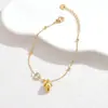 Pulsera Transfronteriza de Acero Inoxidable con Forma de Corazón Incrustada de Diamantes Estilo Europeo y Americano, Joyería de Borla de Flor Minimalista de Gama Alta Exquisita de Nicho