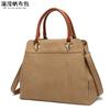 Bolso de mano informal para mujer, bandolera de lona impermeable con primera capa de piel auténtica, bolso de hombro de color liso, rebosante
