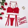 Ropa interior sexy europea y americana 2023 estación independiente fabricantes transfronterizos suministro cadena metálica sexy traje de tres piezas