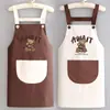 Delantal sencillo con logo impreso, adecuado para uso en la cocina, diseño de dibujos animados, ropa de trabajo impermeable y a prueba de aceite para hombres y mujeres en la industria de la restauración