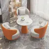 Mesa y Sillas de Negociación Nórdicas Oficina de Ventas Vestíbulo de Recepción Balcón de Ocio Sofá Individual de Cuero Juego de Mesa de Café