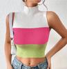 Camisa Básica de Gola Alta para Mulheres Verão 2025 Nova Estilo Puro Lustre Malha Fina com Top sem Mangas por Dentro