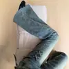 Jeans Bootcut de Cintura Alta Retrô para Mulheres no Verão Novo Tamanho Grande mm Gordas Efeito Emagrecedor Calças Flare em Formato de Ferradura Elásticas com Laço