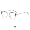 Gafas de Moda Cat-Eye Europeas y Americanas de Moda con Protección contra Luz Azul, Aptas para Lentes Graduados, Montura de Metal