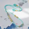 Colar Colar Pingente de Jade Artesanal de Oito Fios de Alta Qualidade para Mulheres, Colar de Corda de Ouro com Fecho de Segurança de Jade, Corda de Alta Qualidade para Homens