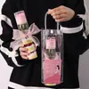Celebridad de Internet 520 Decoración de Pastel para el Día de San Valentín Pareja Sosteniendo Rosas Vaso Recto Vaso de Mousse de Fresa Bolso