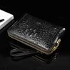 Bolsa de Mão Masculina de Luxo Padrão Crocodilo Bolsa de Embreagem Fecho Combinado Bolsa de Embreagem de Negócios Grande Capacidade Moderna Multi-compartimentos Pequena Bolsa de Mão