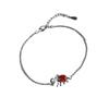 Pulsera de Elefante de Plata de Ley s925 para Mujer Retro Plata Antigua Tailandesa Pulsera de Granate Dulce y Auspiciosa Fábrica Outlet