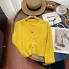 Toma Real de Juguetona Chica de Otoño Adelgazante Colorido Botón Tejido de Algodón Top Delgado Cárdigan Chaqueta de Moda para Mujer