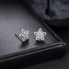 Pendientes de Racimo Completamente Diamantados de Nuevo Estilo Transfronterizos para Hombres, Modernos y Versátiles, Pendientes de Flor de Iris de Alta Gama en Forma de Cruz para Mujeres