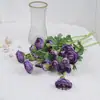 Trasplante de Cabello Artificial para Boda Flor Artificial de Loto de 5 Cabezas Decoración de Mesa para Sala de Estar Flor Falsa de Seda Flor Artificial de Camelia Flockada