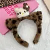 Diadema de Felpa con Dientes Estampado Leopardo Retro Coreano para Mujer, Pinza para el Cabello Antideslizante para Lavarse la Cara, Accesorios para el Cabello de Maquillaje Otoño/Invierno 2024