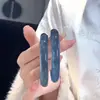 Pulseira de Vidro Imitação Calcedônia Natural Pulseira Azul Branca de Tira Redonda Grossa Gelo Transparente Penetrante de Gelo Circulada Afegã Pulseira Pequena
