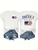 Camiseta Estampada Bandera Americana, Manga Corta Cuello Redondo Casual Día de la Independencia, Ropa Casual de Verano y Primavera para Mujer