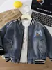 Q09 Chaqueta de Béisbol de Mezclilla de Otoño para Niños Estilo Nuevo Ropa Infantil Chaqueta Elegante de Moda Ropa Casual para Niños