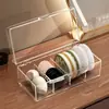 Caja de Almacenamiento Transparente Dividida para Cosméticos, Esponja para Maquillaje, Cepillo, Peine, Tocador, Esponja de Maquillaje, Caja Organizadora a Prueba de Polvo para Lápiz Labial, Habitación de Estudiantes