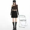 Saia vintage de camurça para mulheres, nova moda outono e inverno 2026, cintura alta, modeladora, anti-exposição, mini saia justa em linha A