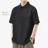 Camisa polo de manga corta de secado rápido para hombre, marca nueva de moda de verano, corte holgado, talla grande, cuello de solapa, camiseta fina de seda helada de manga corta, negro