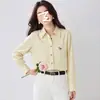 Camisa Rayada Bordada Original para Mujer de Manga Larga Verano Nuevo Retro Holgada Casual Ropa Protectora del Sol Camisa Chaqueta