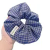 Serie de Cuadros Azul Francés Anillo para el Pelo Intestino Grueso Resorte Retro Pequeño Fresco Estilo Universitario Accesorios para el Pelo Cola de Caballo Titular