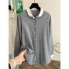 2026 Toma Real En Stock Doble Capa Gasa Algodón Patchwork Cuello Bebé Algodón Puro Cuadros Camisa Camisa Cuello Blanco Ropa de Mujer