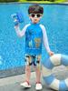 8572 Fato de Banho de Verão para Meninos Infantil Manga Longa Secagem Rápida Protetor Solar Fato de Banho Dividido Bebê Férias na Praia à Beira-Mar