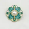 Nuevos Botones Decorativos Redondos Verdes con Perla de Aceite en Forma de Flor Pequeña Fragante para Suéteres, Tejidos, Vestidos