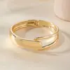 Pulsera Trendy de Patrón de Ola Irregular, Brazalete Liso Abierto, Suministro de Joyería de Gama Alta de Nicho para Comercio Exterior