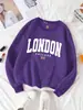 Moletom Feminino com Estampa da Bandeira de Londres Inglaterra Pulôver Macio Versátil Y2K Roupas Largas Outono