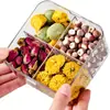 Frasco de almacenamiento sellado, frasco de té cuadrado de cuatro compartimentos, frasco de almacenamiento para empaque de té saludable, recipiente de plástico para granos y alimentos