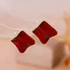 Brincos de Pérola com Zircônia Gota de Óleo Vermelho Angolano, Brincos Estilo Retrô Francês, Brincos de Nicho Exquisitos de Alta Qualidade para Mulheres