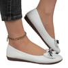 Sapatilhas de Bico Baixo para Mulheres 2024 Primavera Novo Estilo Coreano Tamanho Grande Laço de Strass Sapatos da Mãe Sapatos de Uma Perna
