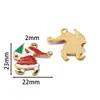Pingente de Aço Inoxidável Desenho Papai Noel com Design de Gotejamento de Óleo, Pulseira DIY Feita à Mão, Colar, Chaveiro, Enfeite Pendente, Acessório