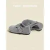 Zapatos casuales de lana gris de cierre completo y suela gruesa para mujer, otoño/invierno 2026, zapatos cálidos de algodón, botas de nieve, diseño de cierre completo